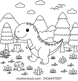 Cute Tyrannosaurus Rex Dinosaur Coloring Page