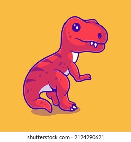 cute tyrannosaurus rex dinosaur illustration suitable for mascot sticker and t-shirt design