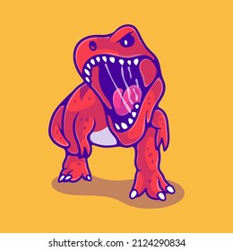 cute tyrannosaurus rex dinosaur illustration suitable for mascot sticker and t-shirt design