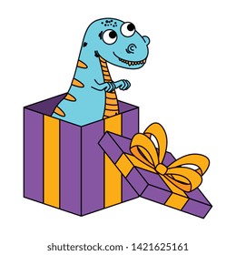 cute tyrannosaurus rex in giftbox present