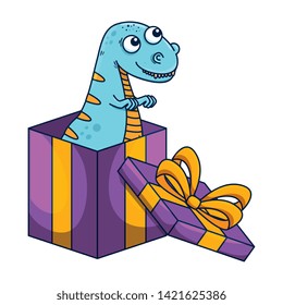 cute tyrannosaurus rex in giftbox present