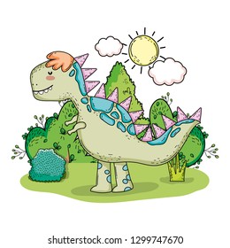 cute tyrannosaurus rex in the landscape