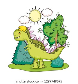 cute tyrannosaurus rex in the landscape