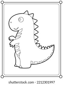 Cute Tyrannosaurus rex suitable for children's coloring page vector illustration