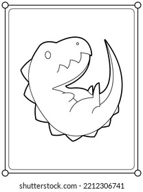 Cute Tyrannosaurus rex suitable for children's coloring page vector illustration