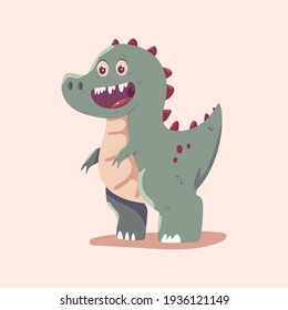 Cute tyrannosaurus rex vector cartoon dinosaur illustration isolated on background.