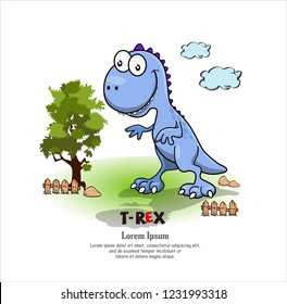 cute Tyrannosaurus-rex cartoon blue vector