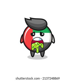 el tierno personaje de la bandera de ee.uu. con puke, diseño de estilo lindo para camiseta, pegatina, elemento logotipo