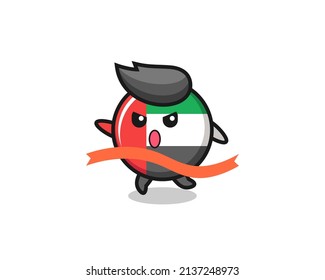 cute uae flag badge illustration is reaching the finish , cute style design for t shirt, sticker, logo element