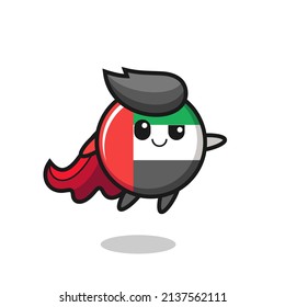 cute uae Flag Superheld-Charakter fliegt , süßes Design für T-Shirt, Aufkleber, Logo-Element