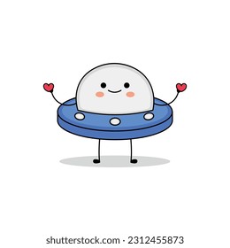 Cute UFO cartoon character spreading love