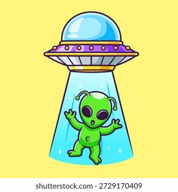 Ilustração De Ícone De Vetor De Desenho Animado De Captura De Ovnis. Ciência Tecnologia Icon Conceito Isolado Premium Vetor. Estilo de Desenho Animado Plano