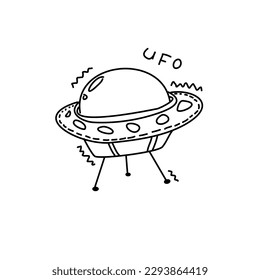 Cute UFO doodle illustration simple