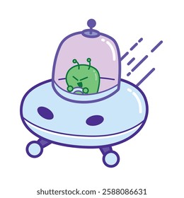 Cute UFO doodle vector illustration