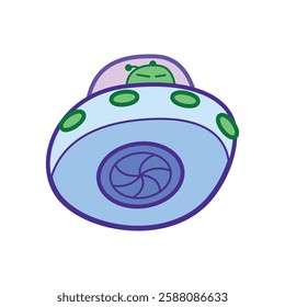 Cute UFO doodle vector illustration