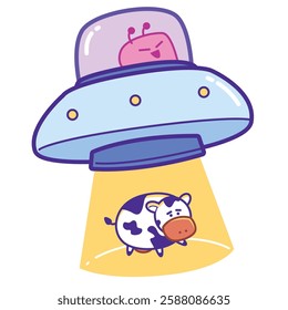 Cute UFO doodle vector illustration