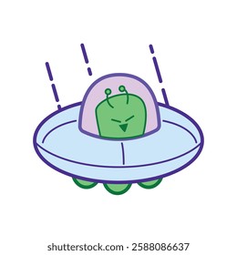 Cute UFO doodle vector illustration