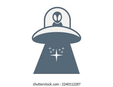 cute UFO flying saucer logo vector icon isolated illustration sauce flying