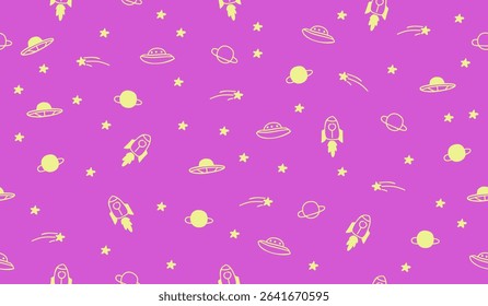 Cute UFO pattern background vector design