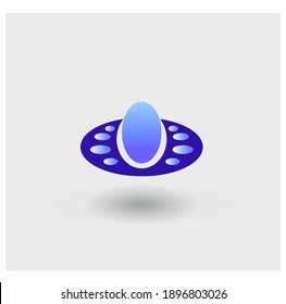 cute UFO space ship logo 3d creative vector