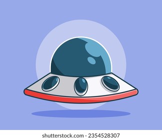 Cute ufo spaceship cartoon ullustration