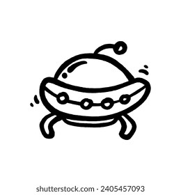 Cute UFO spaceship doodle vector illustration