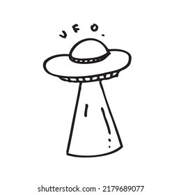 cute ufo spaceship hand drawn illustration design. 