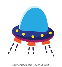 Objeto voador Cute Ufo Vetor Não Identificado. Isolado sobre fundo branco