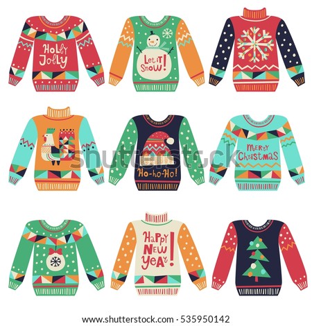 cute ugly christmas sweaters vector set sweater party clip art collection for invitations greeting - Cute Ugly Christmas Sweater cute ugly christmas sweaters vector set sweater party clip art collection for invitations greeting - Cute Ugly Christmas Sweater