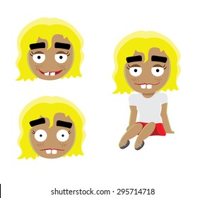Cute Ugly Girl Vector Illustration