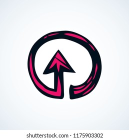 Cute ui signpost on white backdrop. Freehand comic bright red color handdrawn way logotype emblem insignia design sketchy in clip art modern grunge scribble graph style pen on paper space for text