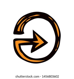 Cute ui signpost on white backdrop. Freehand comic bright orange color handdrawn way logotype emblem insignia design sketchy in clip art modern grunge scribble graph style pen on paper label space