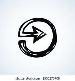 Cute ui signpost on white backdrop. Freehand outline black ink handdrawn way logotype emblem insignia design sketchy in clip art modern contour scribble graph style brush on paper label space for text