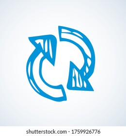 Cute ui signpost on white backdrop. Freehand outline blue ink handdrawn way logotype emblem insignia design sketchy in clip art modern contour scribble graph style brush on paper label space for text
