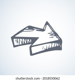 Cute ui signpost on white backdrop. Freehand outline black ink handdrawn way logotype emblem insignia design sketchy in clip art modern contour scribble graph style brush on paper label space for text