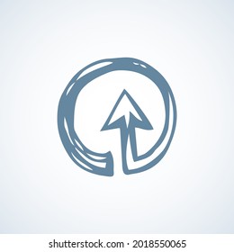 Cute ui signpost on white backdrop. Freehand outline black ink handdrawn way logotype emblem insignia design sketchy in clip art modern contour scribble graph style brush on paper label space for text