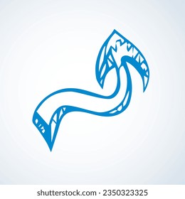 Cute ui signpost auf weißem Hintergrund. Freehand umreißen rote Tinte handgezeichnet wie Logotype-Emblem-Insignien in Design-Skizze in der Clipart-Art moderne Kontur-Schriftgraf Stilpinsel auf Papier-Etikettenraum für Text