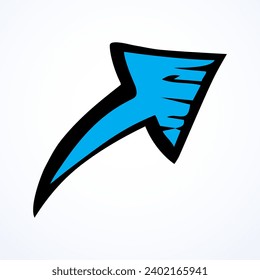 Señal de Ui en fondo blanco. Esquema de mano libre tinta roja traza a mano logotipo emblema insignia diseño esquemático en imagen prediseñada moderna contorno garabato estilo de grafo en papel espacio de etiqueta de texto