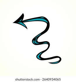 Cute ui signpost on white backdrop. Freehand outline red ink handdrawn way logotype emblem insignia design sketchy in clip art modern contour scribble graph style brush on paper label space for text