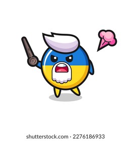 cute ukraine flag badge grandpa is getting angry , cute style design for t shirt, sticker, logo element