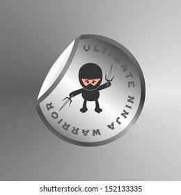 cute ultimate black ninja warrior sticker label
