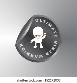 cute ultimate white ninja warrior sticker label
