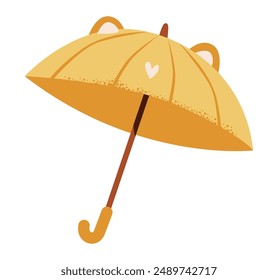 Cute umbrella with ears isolated on white background. Accessory for rain. Flat vector illustration.