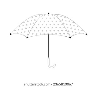 Cute Umbrella Сane with handle. Hand draw illustration in cartoon doodle style. Contour drawing.