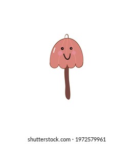 cute umbrella with smile, doodle style, vector illustration