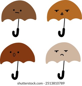 Cute Umbrella Vector | Various Expressions | Minimalist Design | 4 Vectors