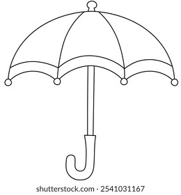 Cute umbrella which is funky line outline doodle hand drawn cartoon