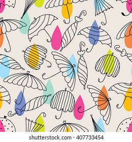 Cute umbrellas. seamless vector pattern.