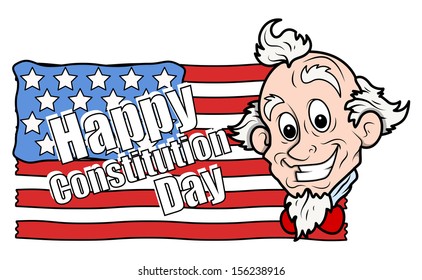 Cute Uncle Sam cartoon - Constitution Day Vector Illustration