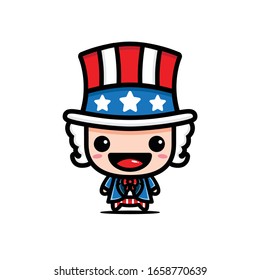 Cute uncle Sam's character vector design